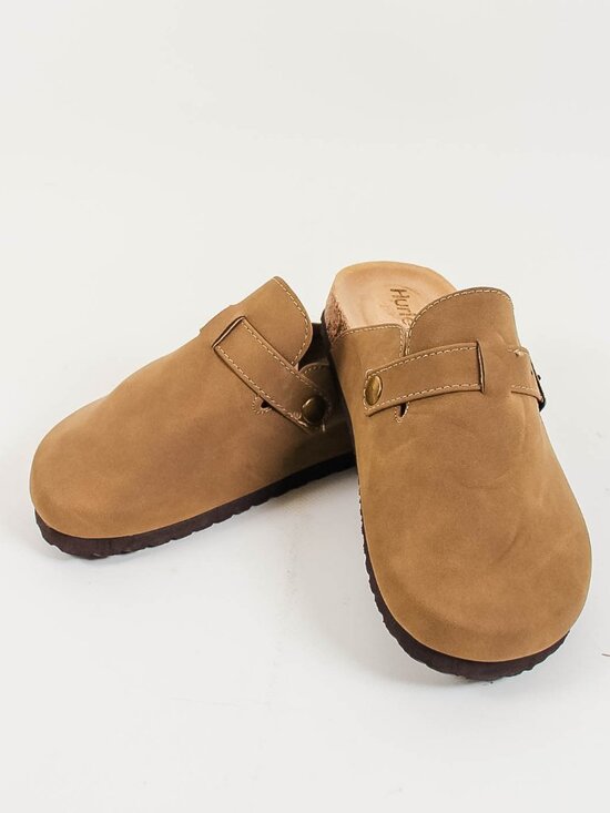 Hurley Other - Hurley Tan Faux Suede Buckle Clogs Kids Size 2